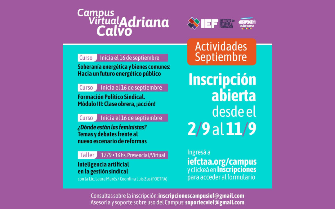 Inscripciones abiertas para los nuevos cursos del Camus Virtual Adriana Calvo