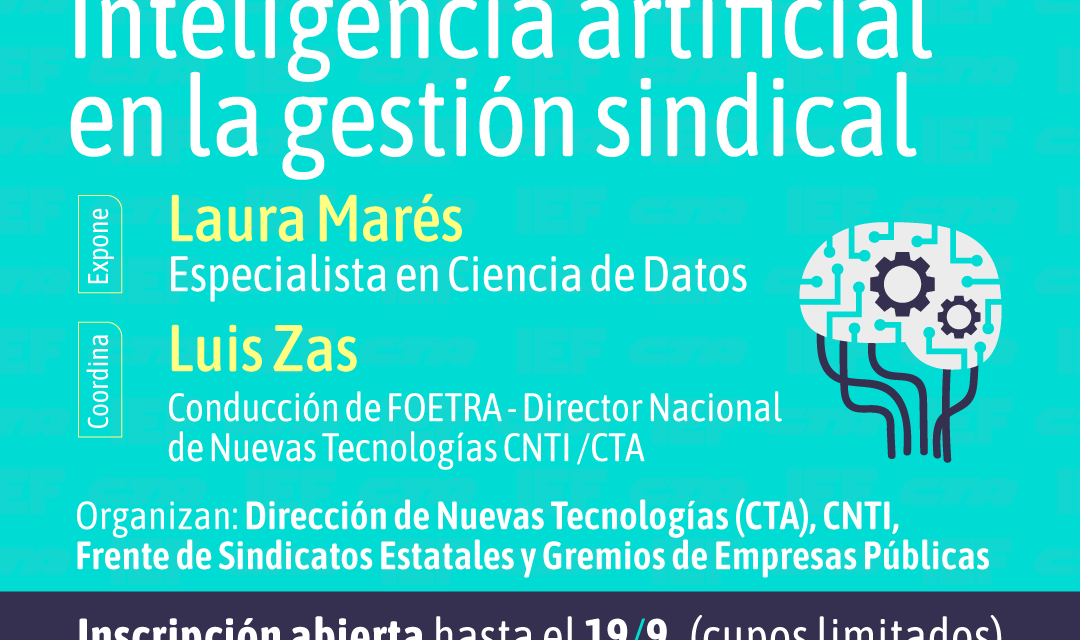 NUEVO TALLER SOBRE “INTELIGENCIA ARTIFICIAL EN LA GESTIÓN SINDICAL”