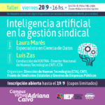 NUEVO TALLER SOBRE “INTELIGENCIA ARTIFICIAL EN LA GESTIÓN SINDICAL”